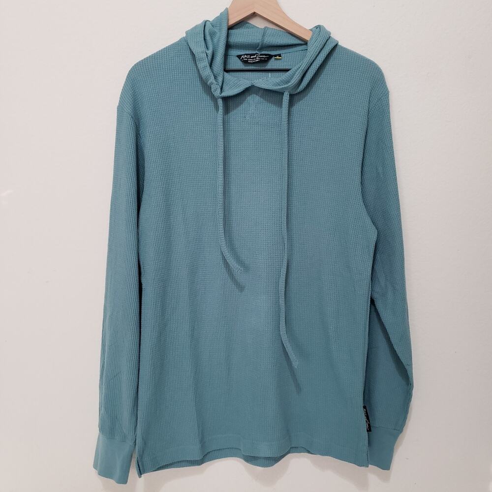 NEW!! MAUI AND SONS Men's SIZE M Waffle Knit Hoodie Deep Ocean Blue Beachwear